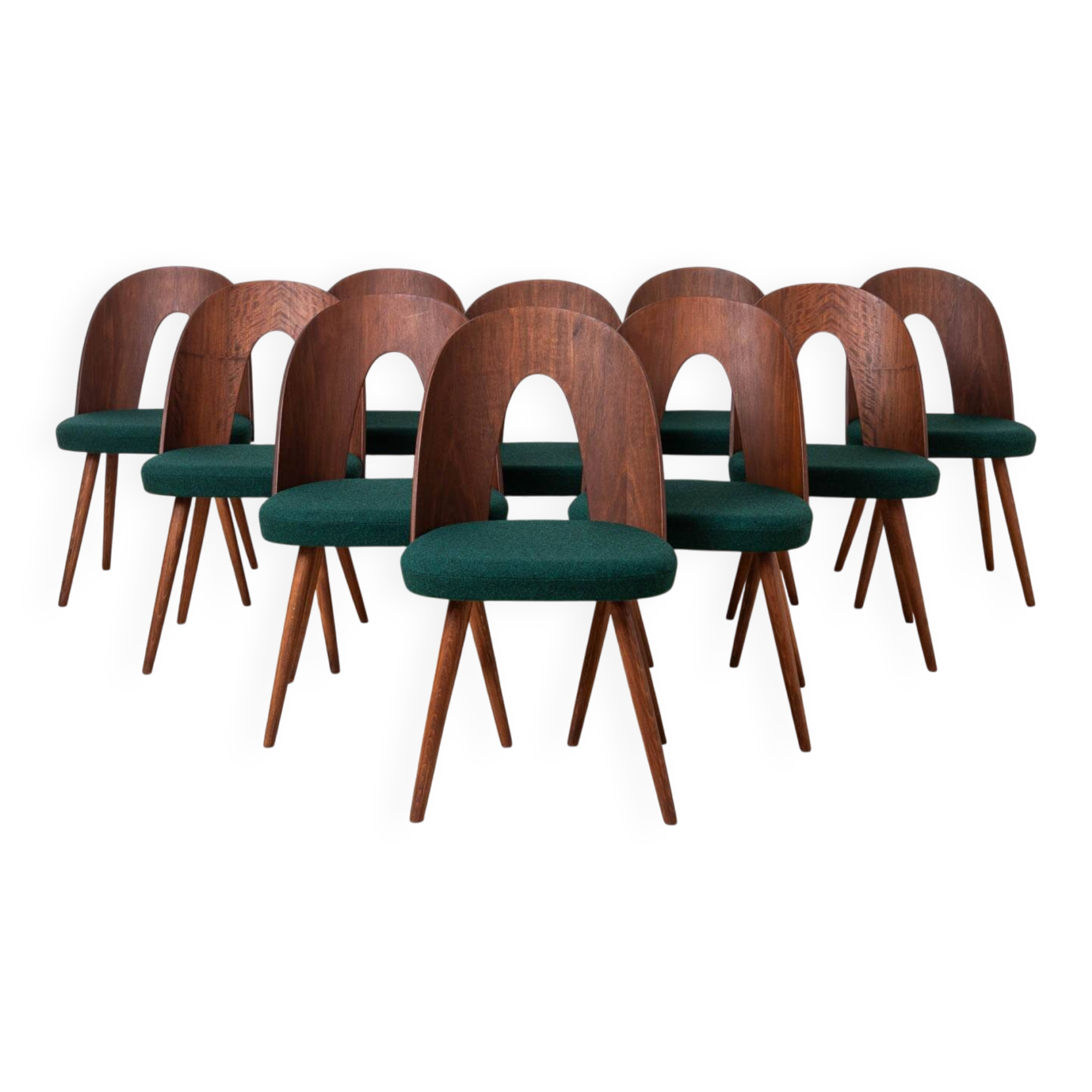 Set of 10 Mid Century Dining Chairs by A. Šuman, Reupholstery Options