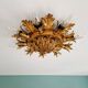 Floral ceiling light in gilded metal, Banci Firenze, Italy, 1970.