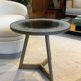Treviso table in brass and red edition lacquer top