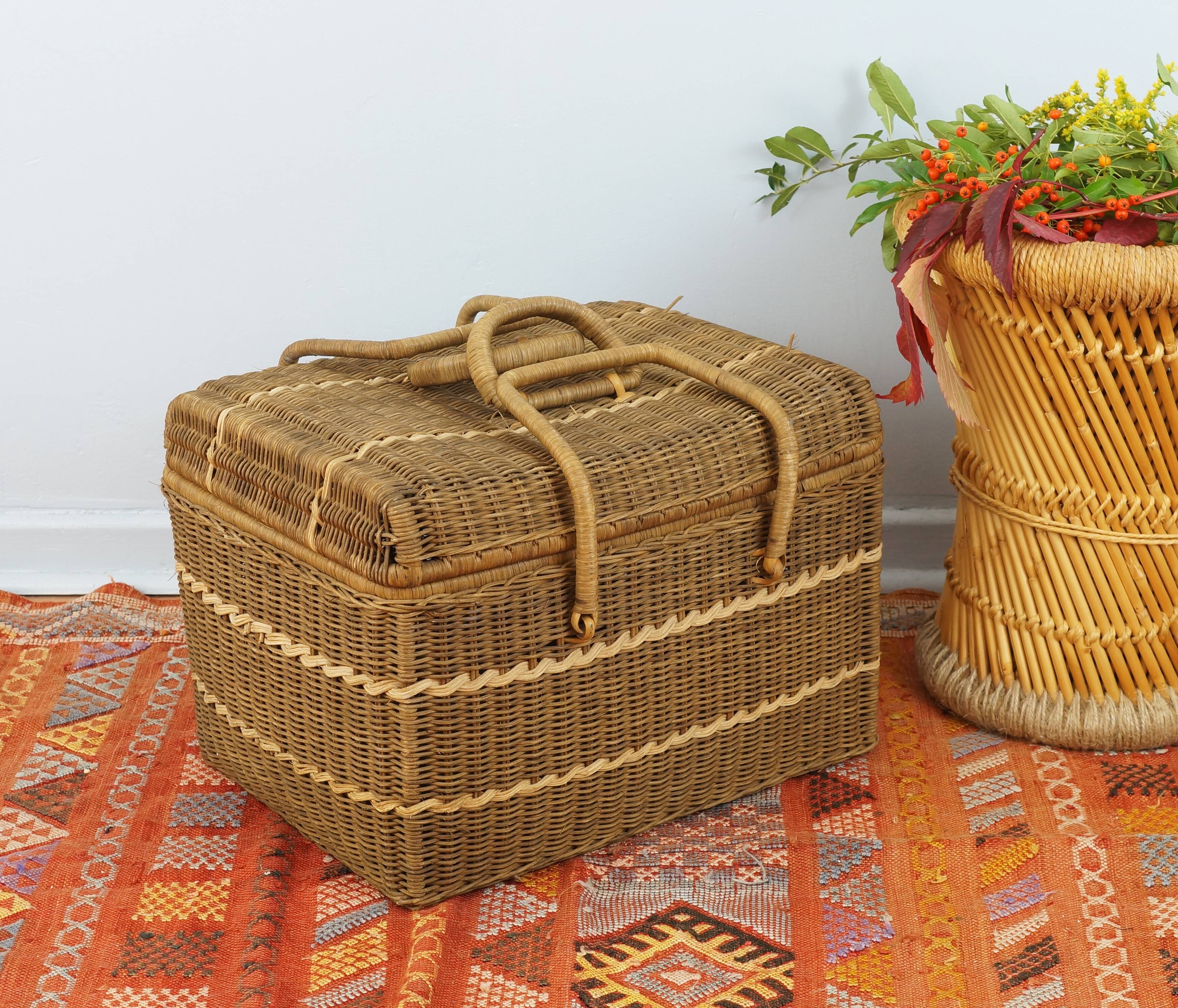Vintage wicker trunk