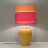 Ceramic table lamp with new handmade lampshade, France 1960