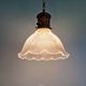 Large Holophane pendant light in clear ribbed glass, 1920-30.
