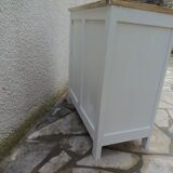 Vintage Parisian buffet re-enchanted in pearl grey, wooden top.