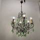 Lustre en cristal macaroni vert, années 1950
