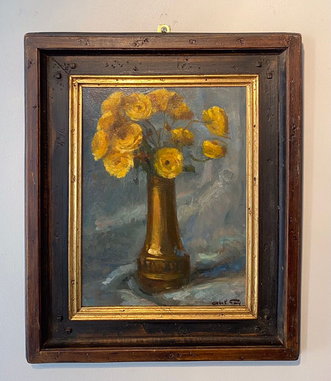 Tableau ancien , nature morte aux renoncules signé Abel Gay ( 1877-1961)