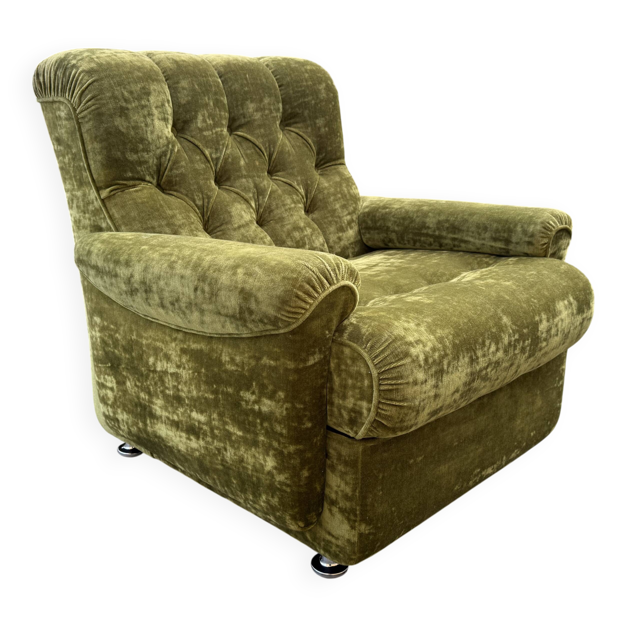 Fauteuil Velours vert année 70