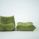 Togo Armchair and Pouf in Fresh green Corduroy