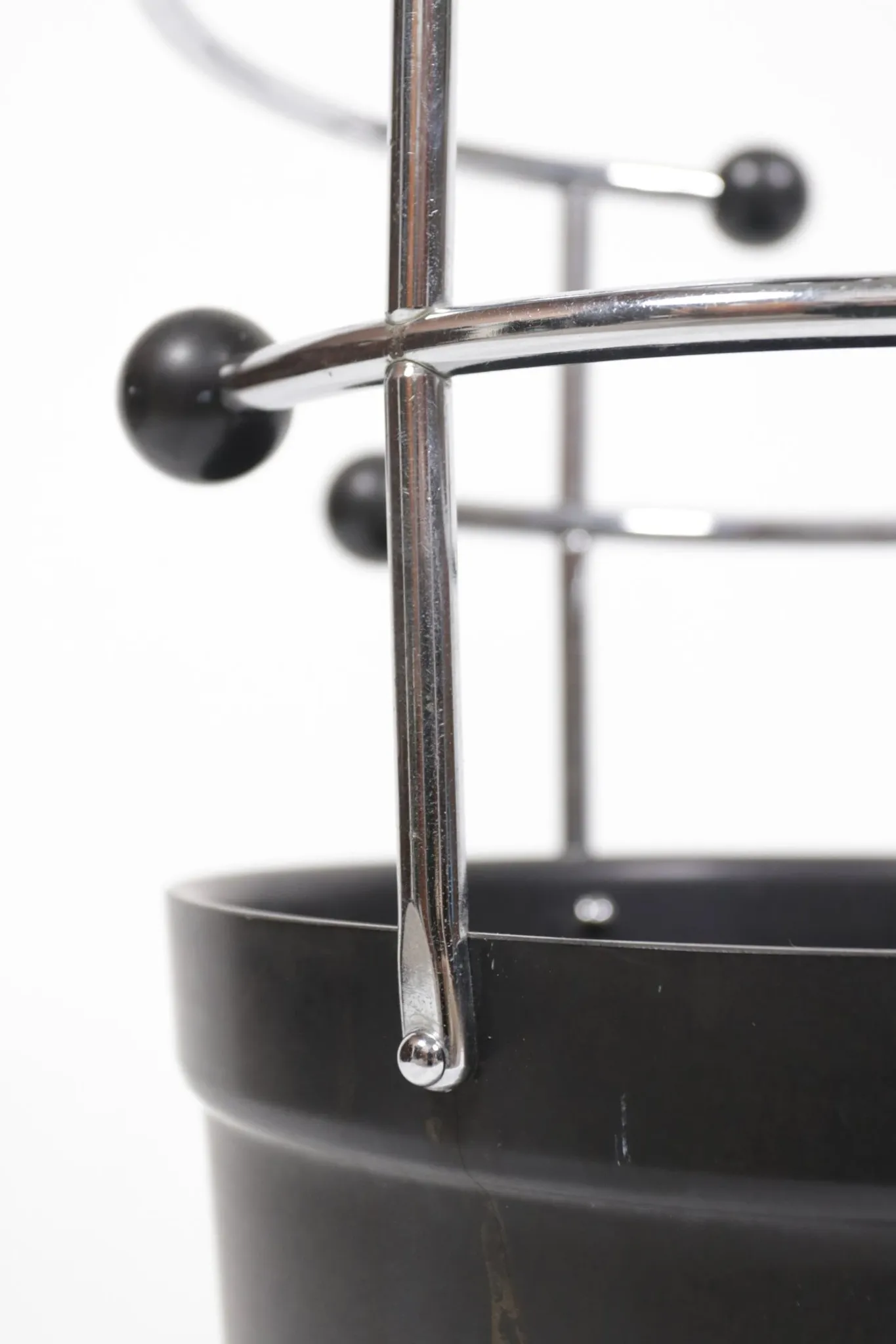 1930s extremely rare Art Deco black Bakelite and chrome umbrella stand