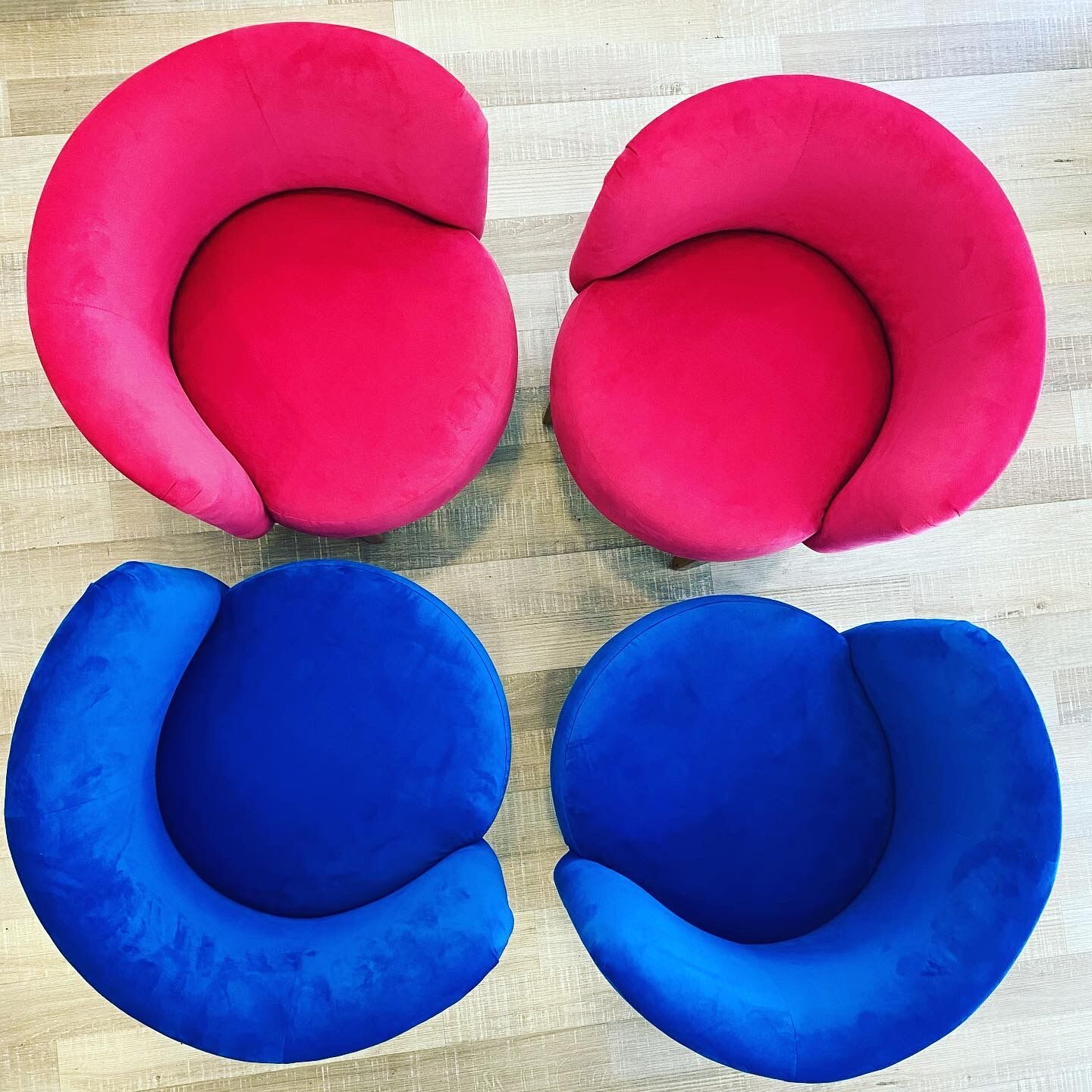 Pair of Retro Armchairs in Blue