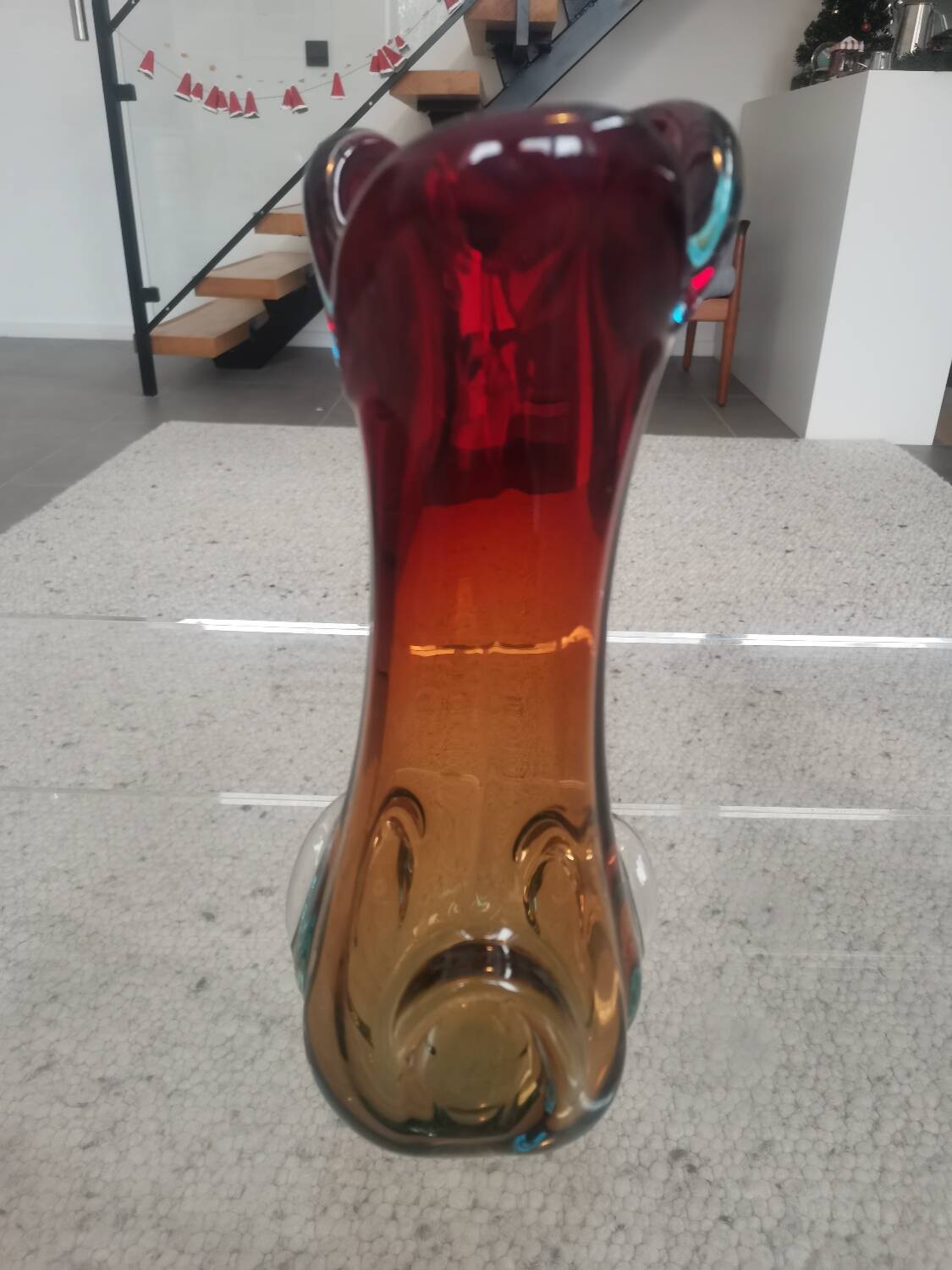 Vintage Murano Style Sommerso Glass Vase – Hand Blown Italian Art Glas