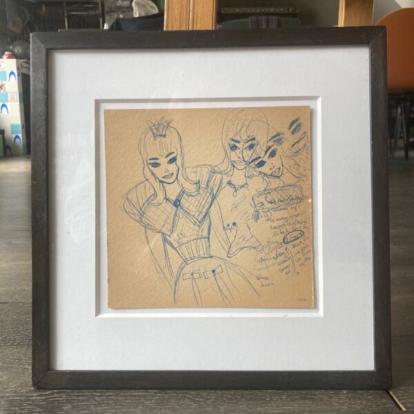 Dessin à l'encre bleue par une adolescente