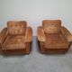 Pair of Mid-Century Modern Czech Lounge Armchairs with Rolling Casters