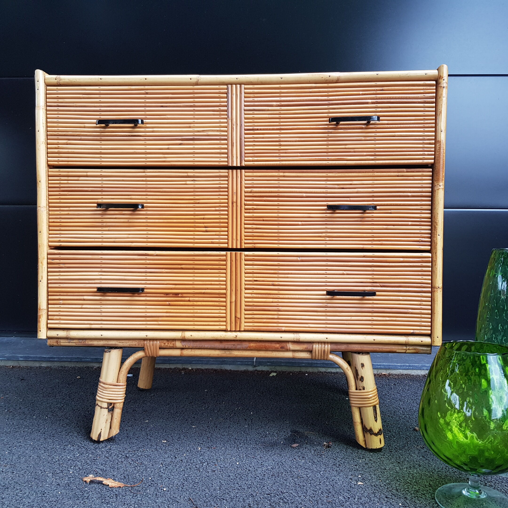 Commode en rotin, années 50