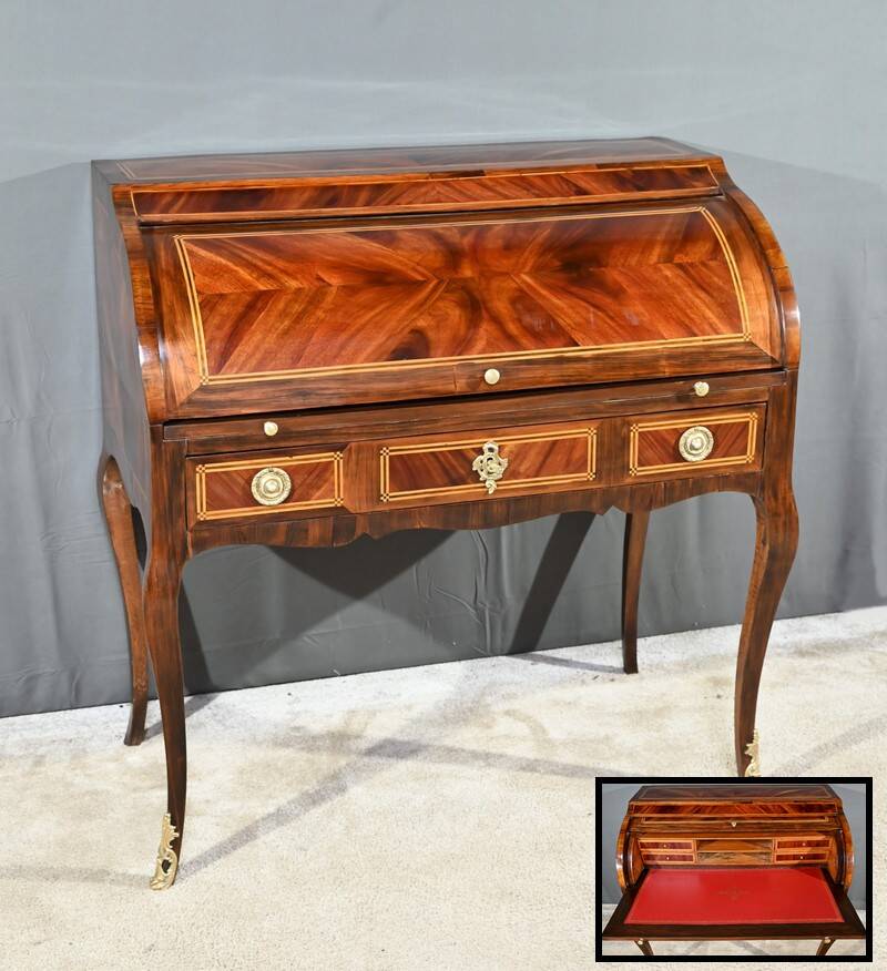 Mahogany and Rosewood Cylinder Desk, Louis XV period – 1st part XVI