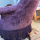 Grand fauteuil, crapaud, violet en velours