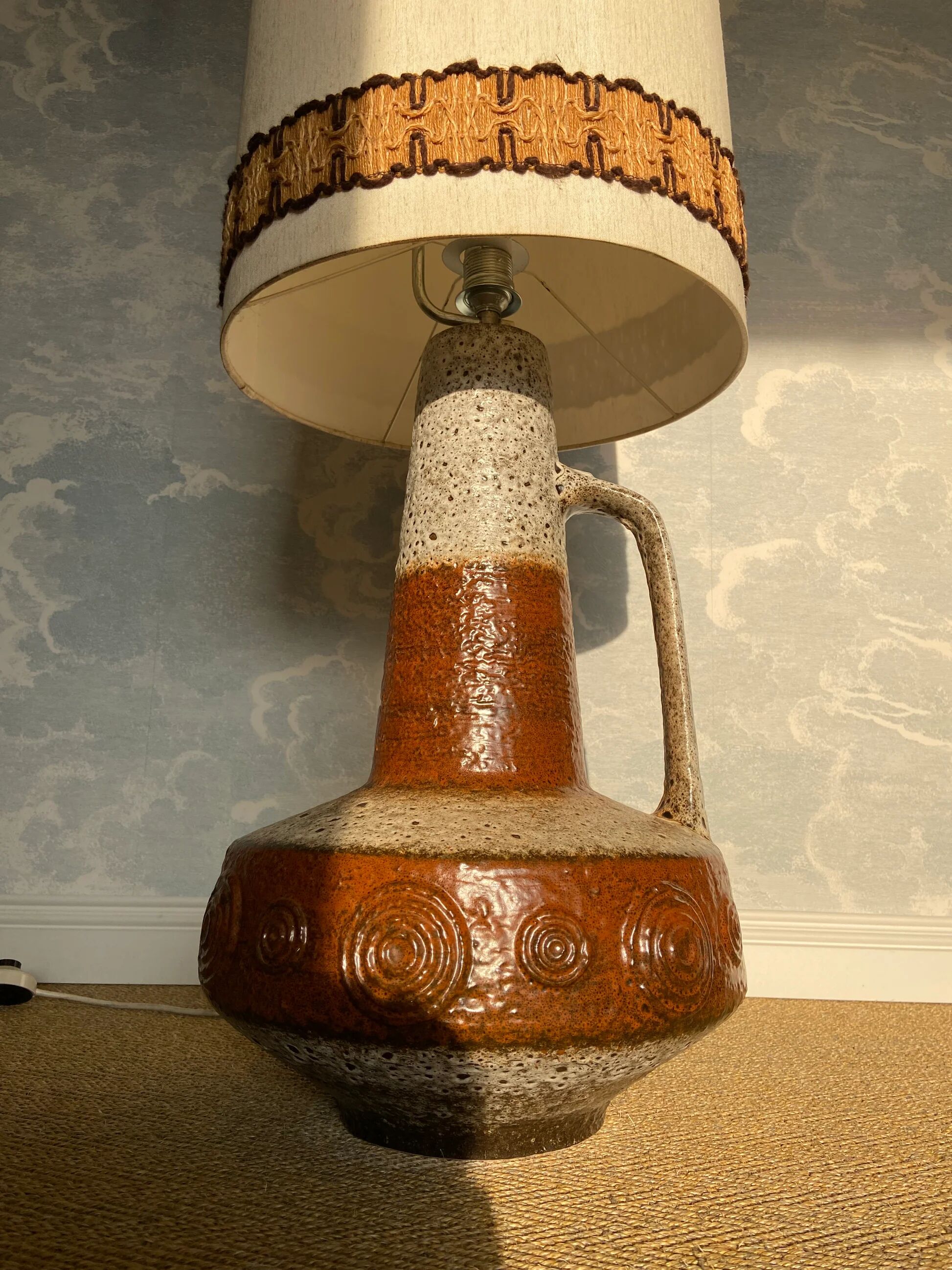 XL floor lamp by Hustadt Leuchten, studio ceramic, 1970s, mid-century, vintage, brutalist, fat lava