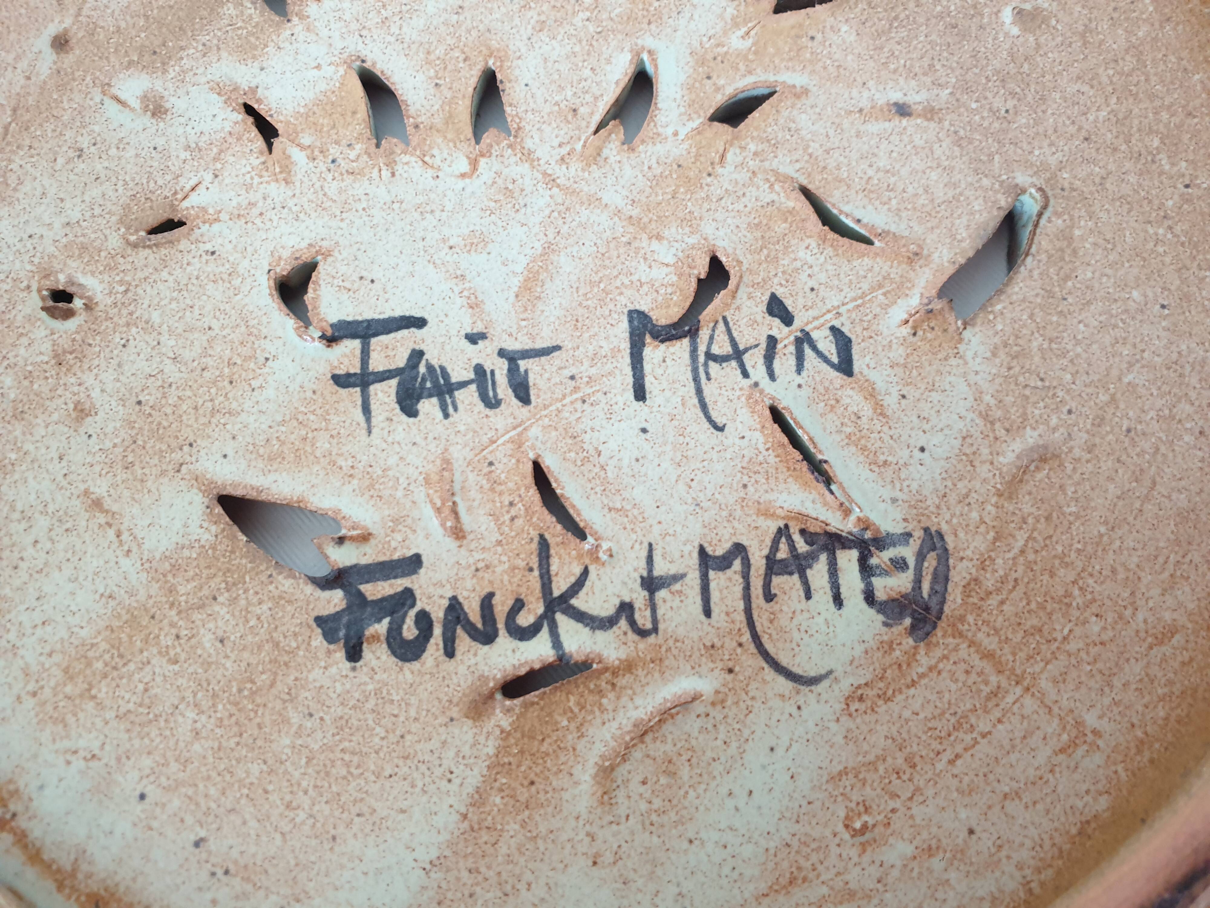 Ceramic trivet with floral motif by Fonck et Matéo (Vallauris)