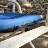 Folding canvas armchair by the sea La Baule 1960s