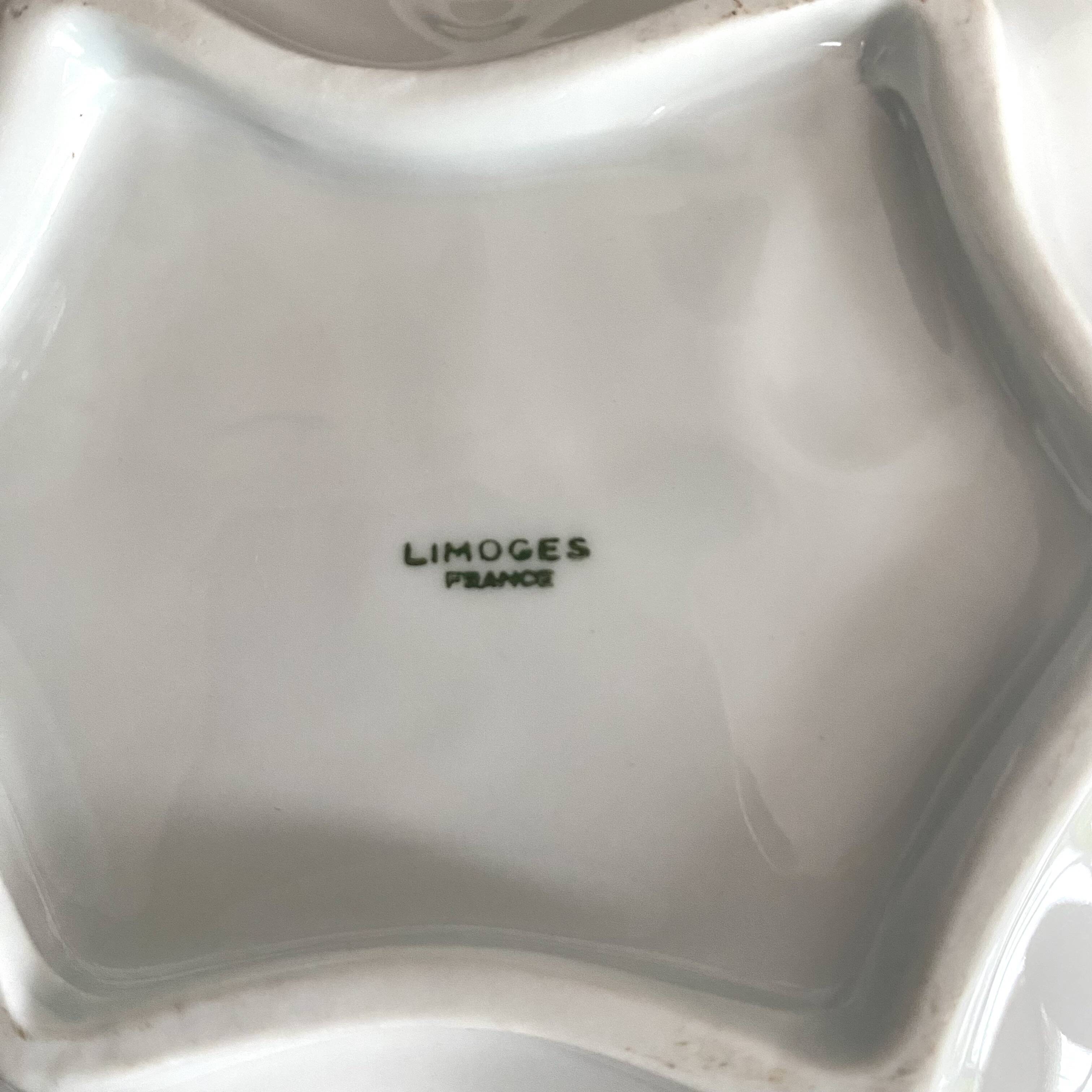 Limoges porcelain leaf dish or pocket emptier
