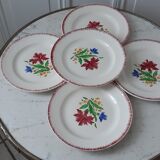Set of 5 dessert plates Digoin Sarreguemines years 30-40