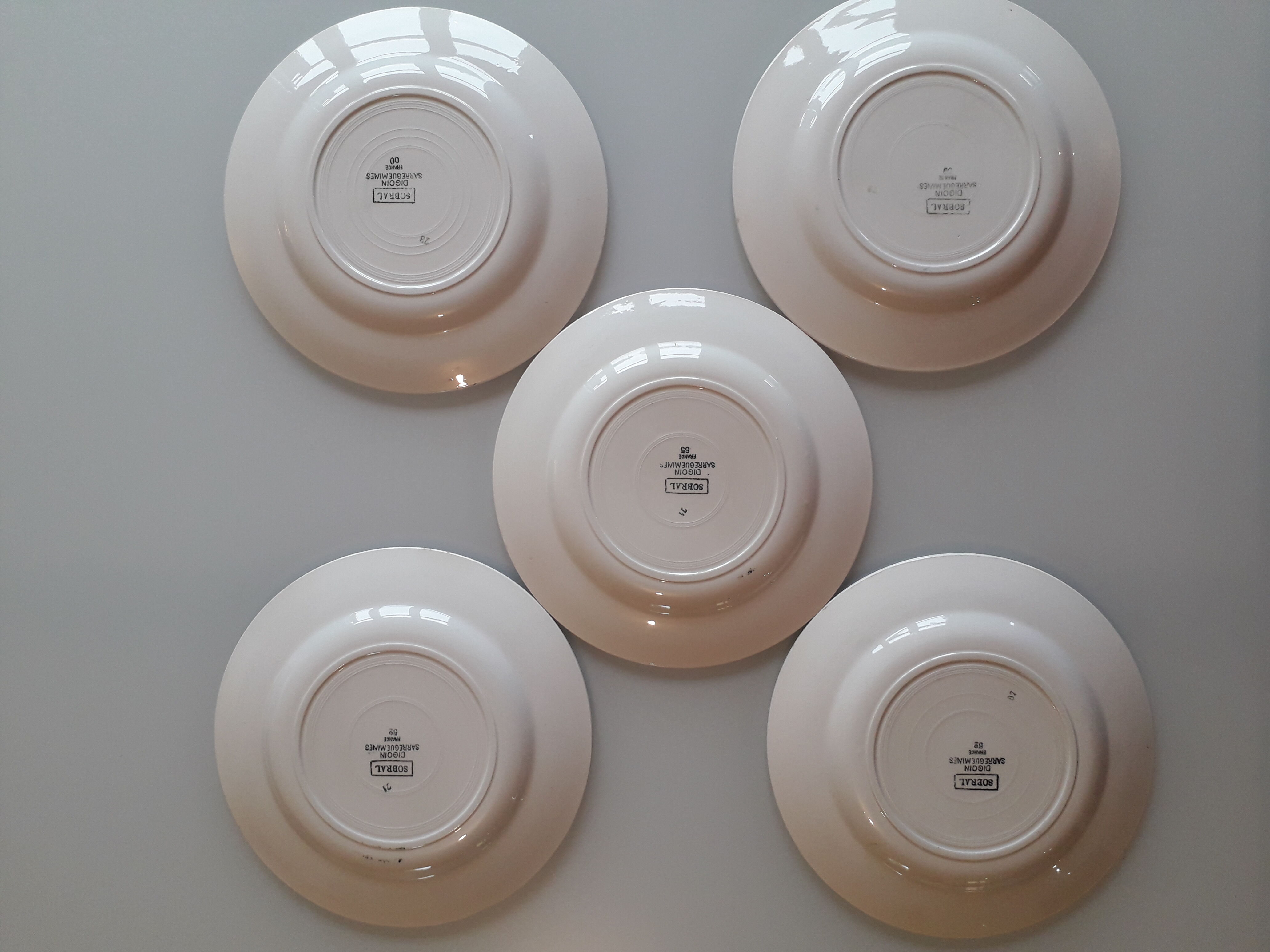 Set of 5 plates digoin, sarreguemine, model sobral