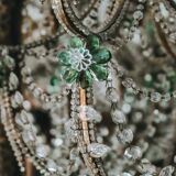 Ensemble de deux appliques ou appliques en cristal italien avec fleurs vertes