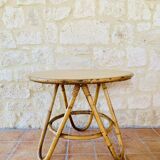 Bamboo and rattan side table circa 60's
