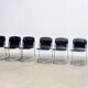 Set of six Willy Rizzo dining chairs in black leather