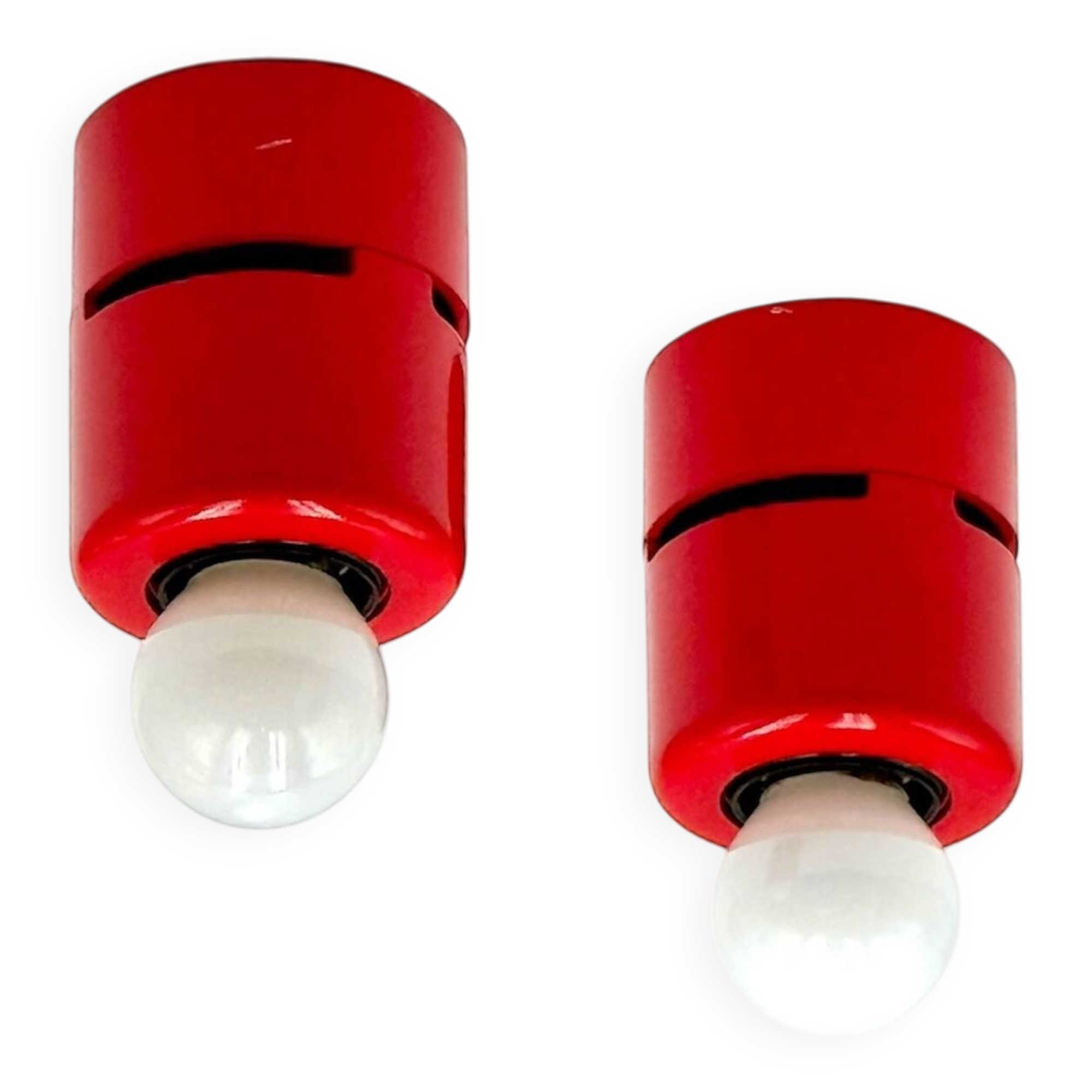 Pair of Red Stilnovo Wall or Ceiling Lamps as New, 1980s Italian Design