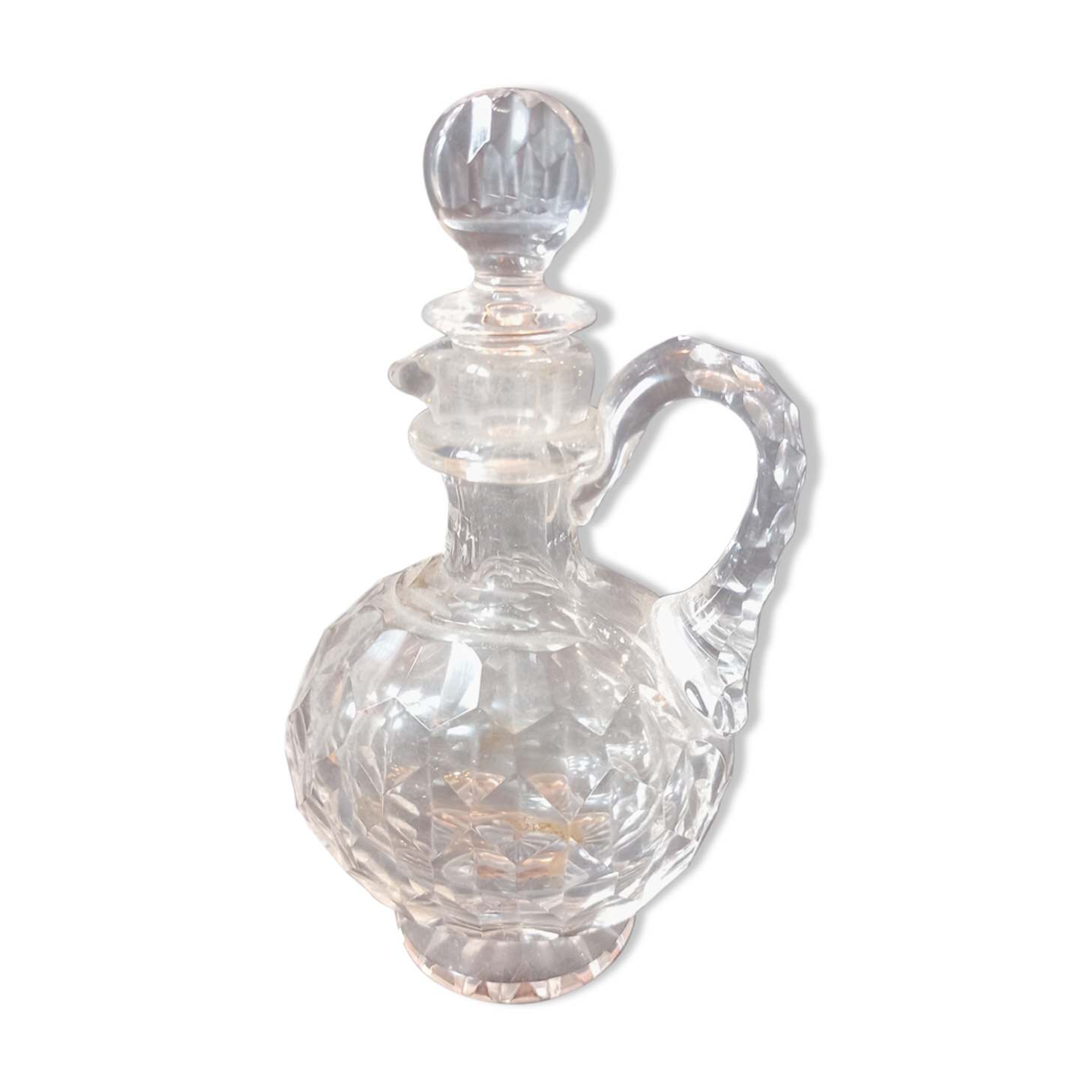 Cut and faceted crystal bottle 14 cm