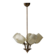 Lustre Milieu du Siècle en Laiton et Verre par Itsu, Finlande, 1950s