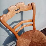 Antique wooden chair seated straw mustache