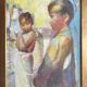 Tableau HST Patrice Landauer (1965) Orientaliste Africaniste "Les deux enfa