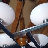 Lustre Art déco années 50 – chrome & opaline rose