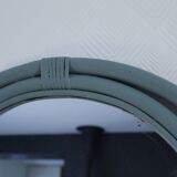 Sage green painted rattan mirror