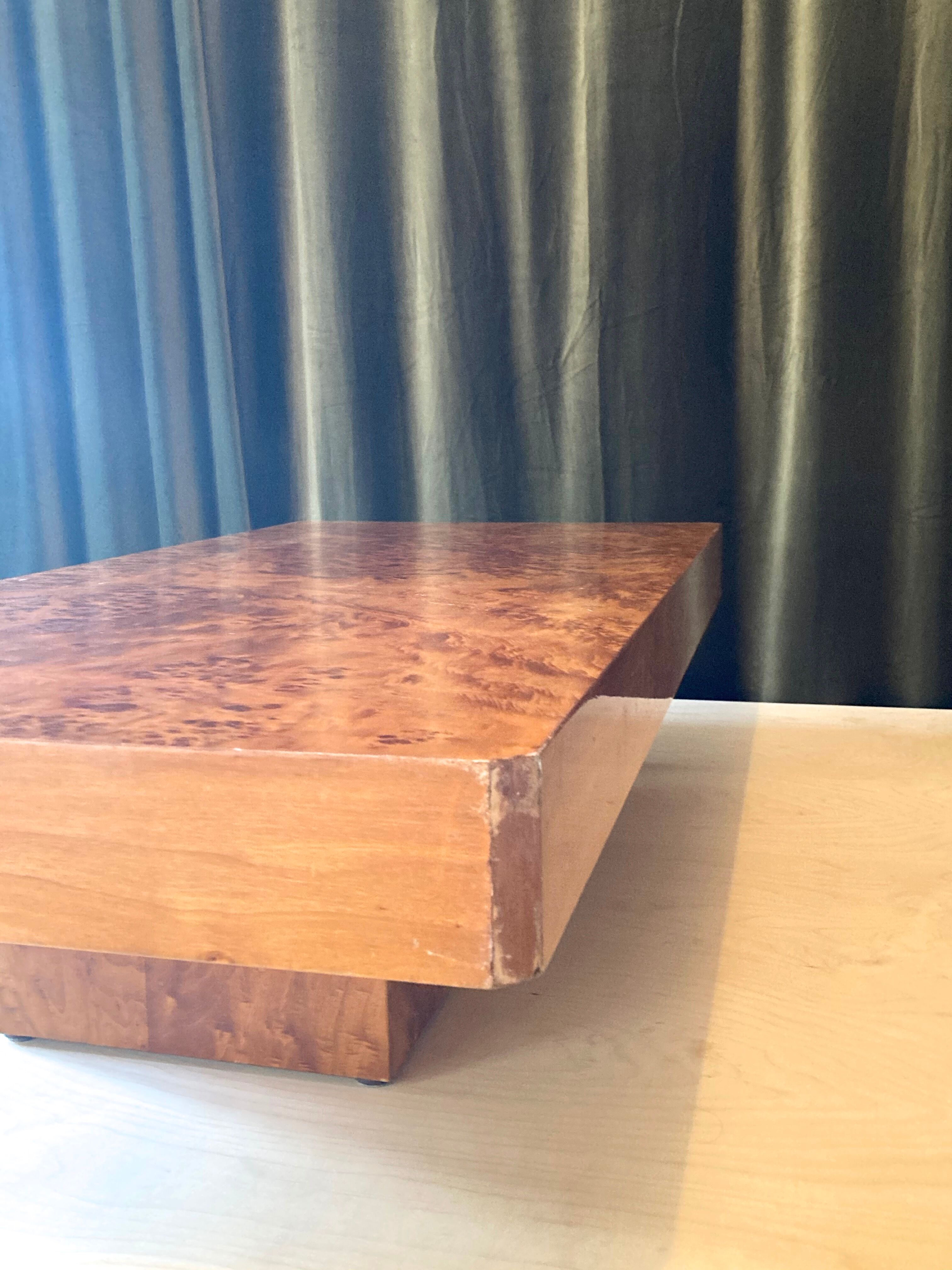 Vintage coffee table in elm magnifying glass