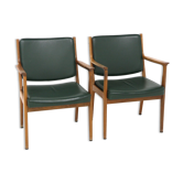 Set de 2 fauteuils en cuir, Karl Erik Ekselius, Suède, 1960