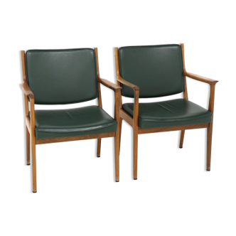 Set de 2 fauteuils en cuir, Karl Erik Ekselius, Suède, 1960