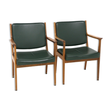 Set of 2 leather armchairs, Karl Erik Ekselius, Sweden, 1960