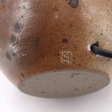 Stoneware lamp by Michel Dumont, green lampshade, 1970s