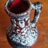 Petit vase vintage flammé rouge et gris