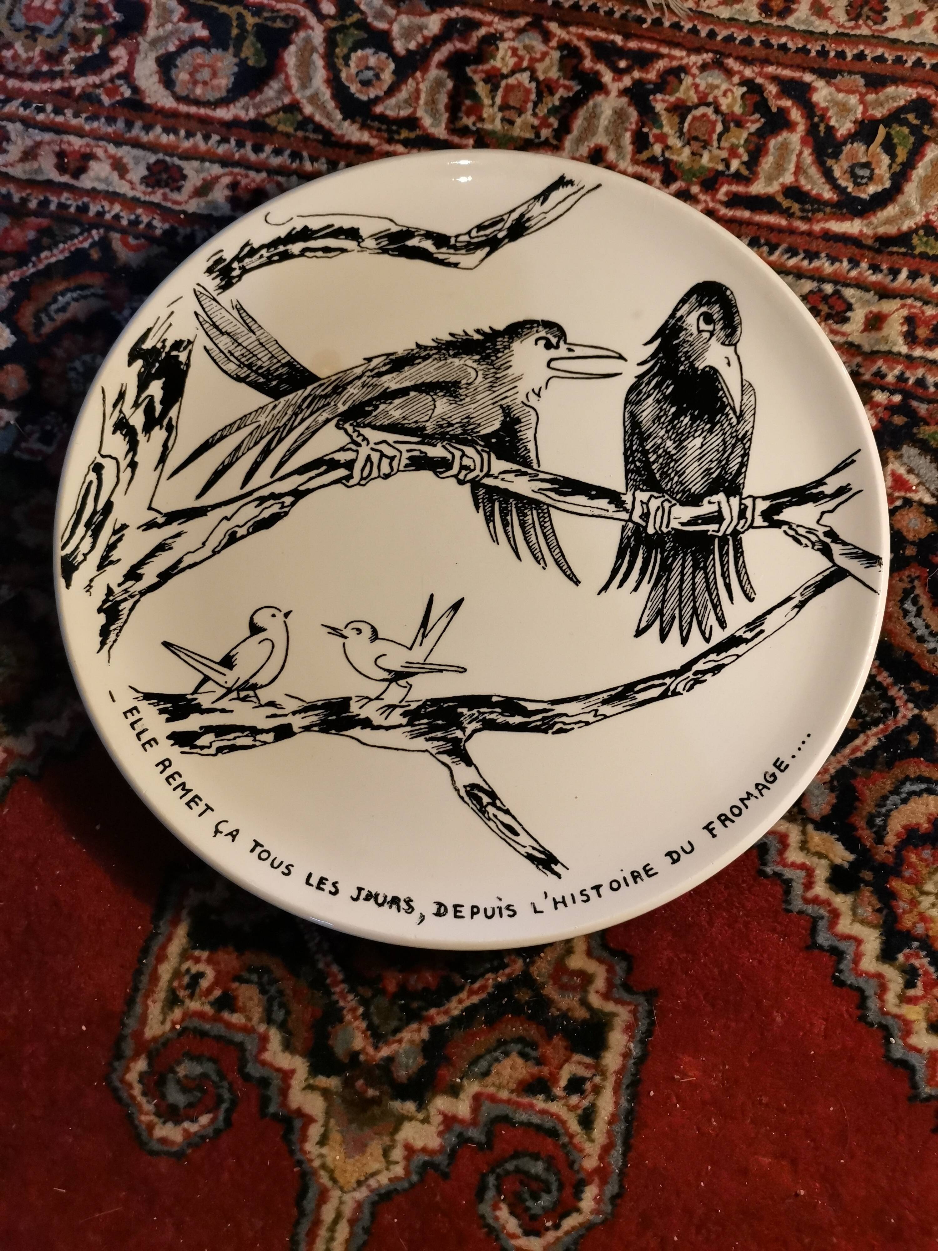 Assiette corbeau humoristique gien