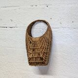 Large-handled woven wicker basket