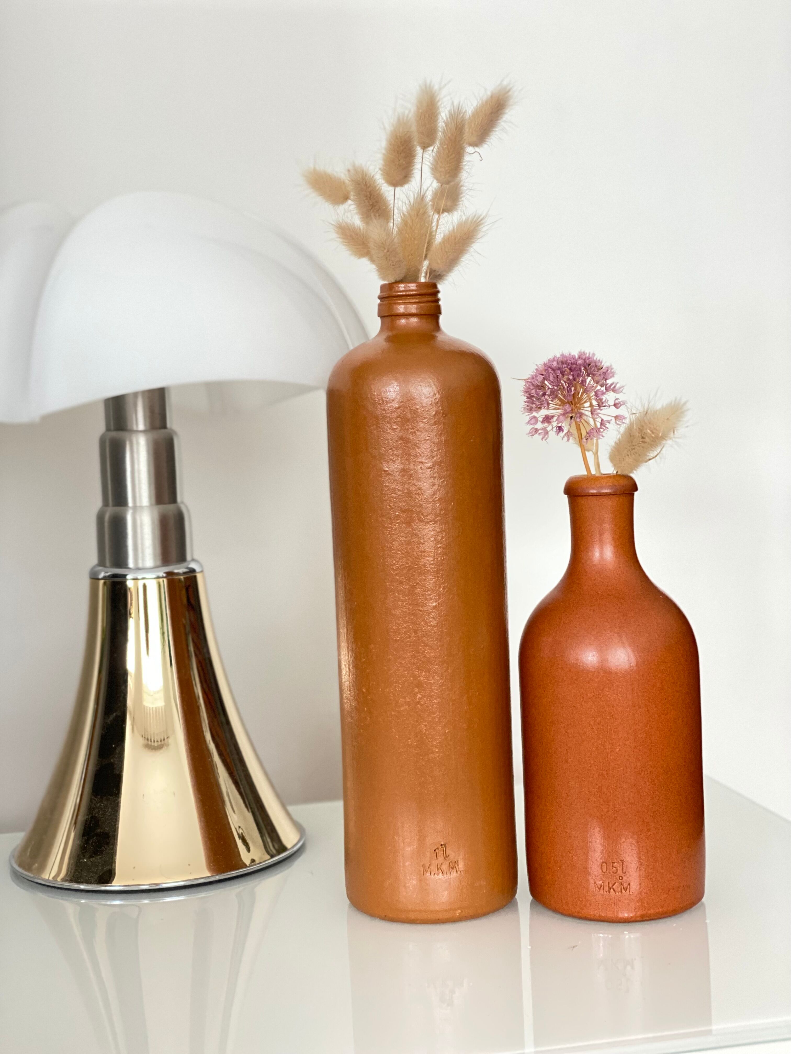 Lot de 2 bouteilles en grès