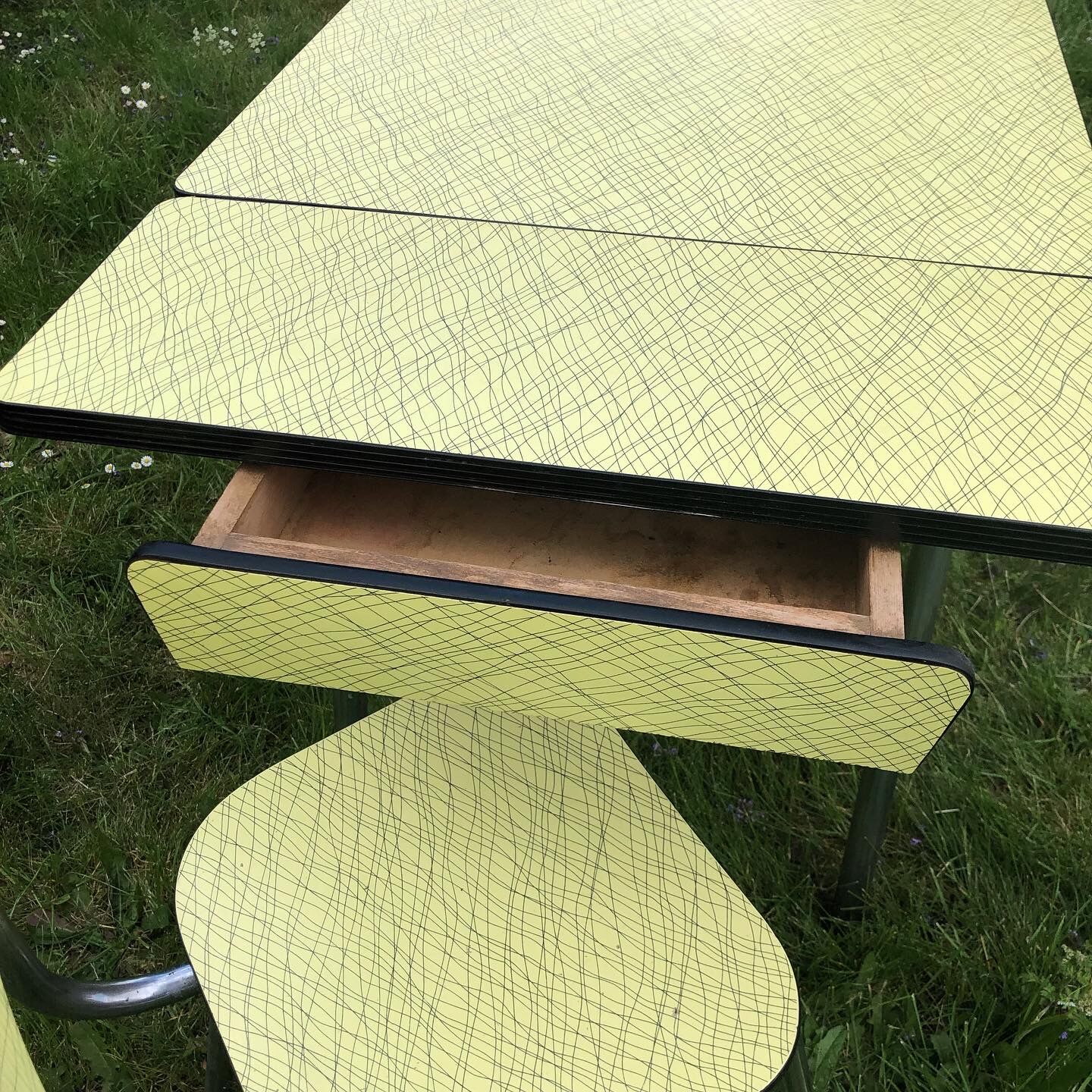 Yellow Formica table and chairs