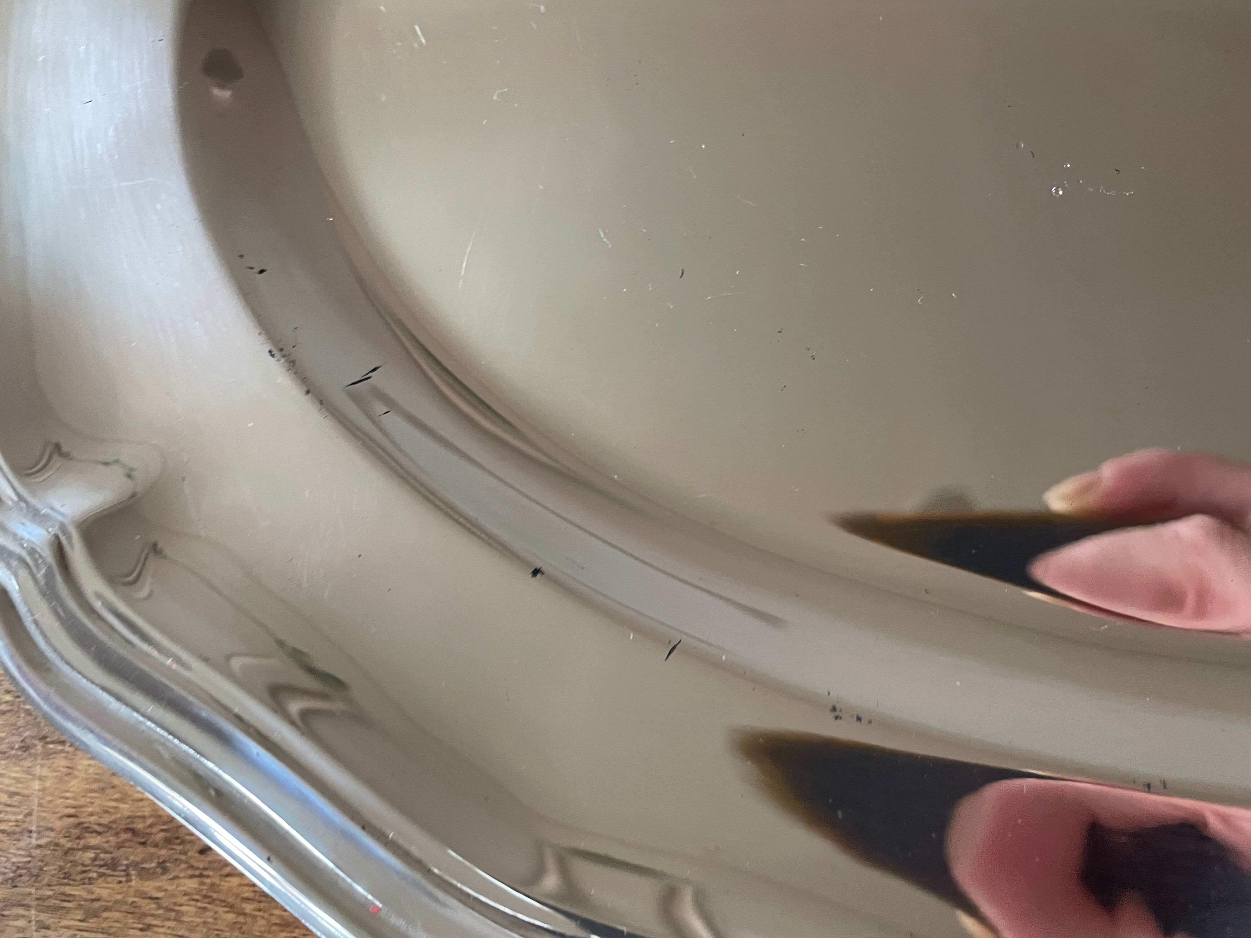 Antique serving dish, aperitif, starters, in Lippert crystal and metal