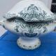 ANTIQUE ST AMAND EARTHENWARE SOUP TUREEN WITH LEBACQZ BOUCHARD FLORAL DECORATION