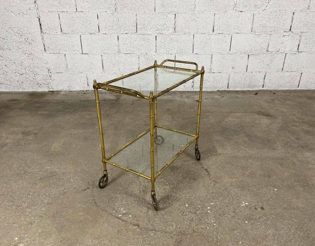 1960s serving table in glass and gilded brass