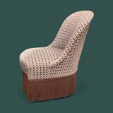 Fauteuil crapaud vintage en velours chocolat