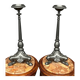 Pair of massive cast iron candlesticks in Renaissance style.